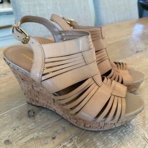 Franco Sarto 4 inch platform wedge sandals; Like new - size 9.5